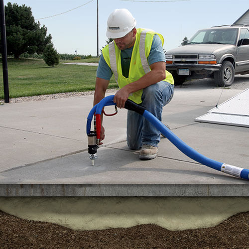 PolyLevel step 3: injecting polyurethane foam